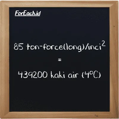 85 ton-force(long)/inci<sup>2</sup> setara dengan 439200 kaki air (4<sup>o</sup>C) (85 LT f/in<sup>2</sup> setara dengan 439200 ftH2O)